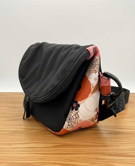 Autumn Pumpkin Crossbody — Festive Print, Faux Suede Base, Compact & Fall‑Ready