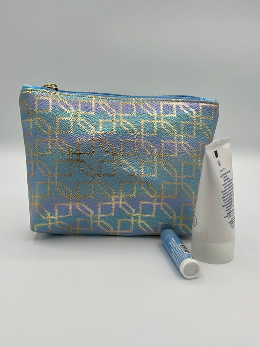 Zipper Case Blue Geometric Small #2