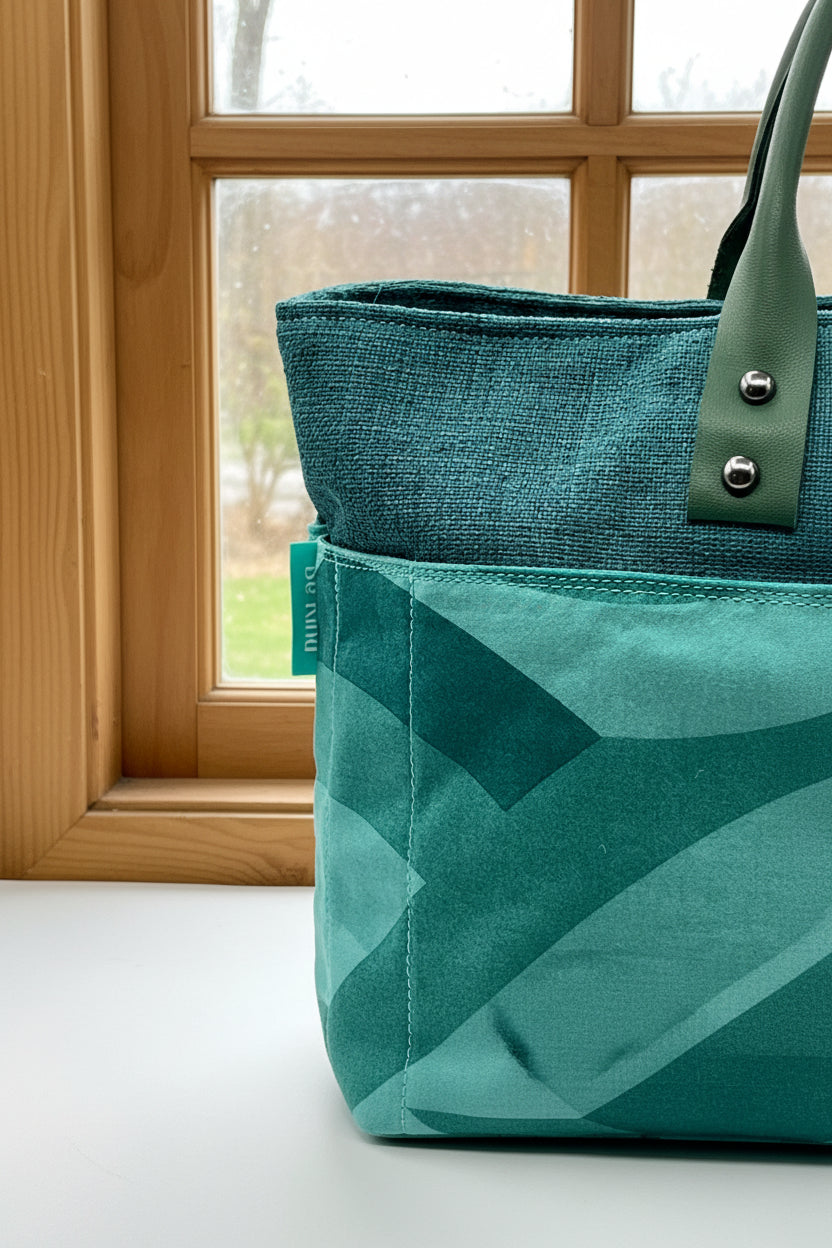 Crafters Carry-All Tote Bag Teal Geometric