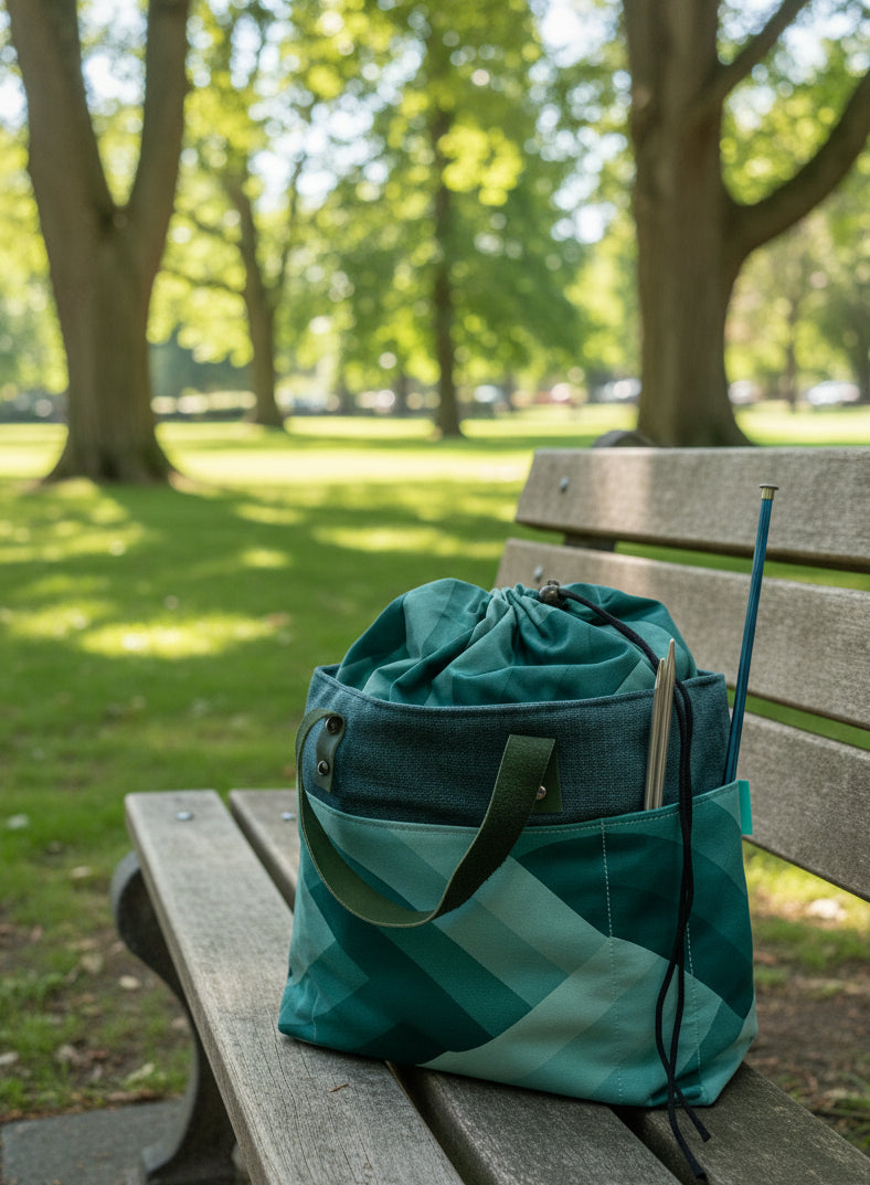 Crafters Carry-All Tote Bag Teal Geometric