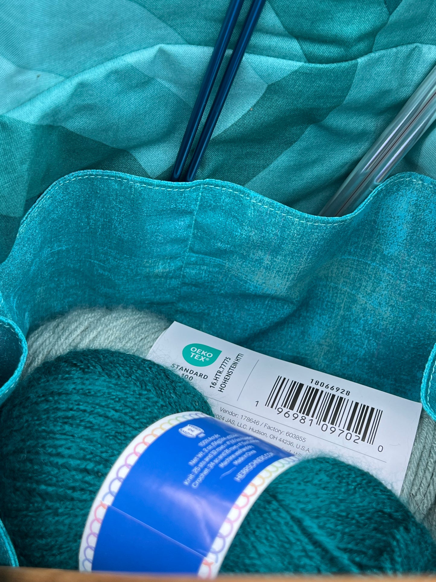 Crafters Carry-All Tote Bag Teal Geometric
