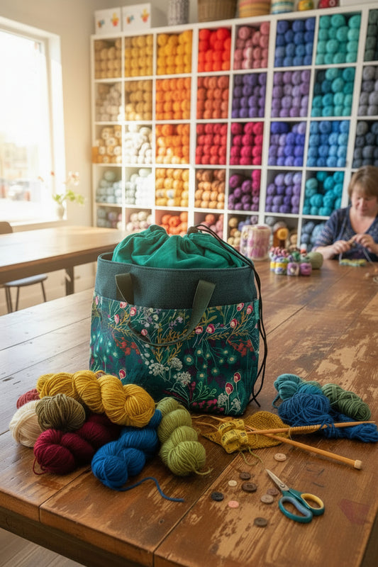 Crafters Carry-All Tote Bag Teal Floral