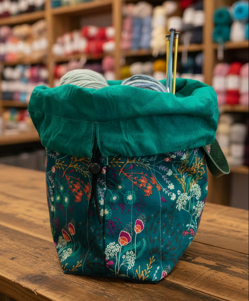 Crafters Carry-All Tote Bag Teal Floral