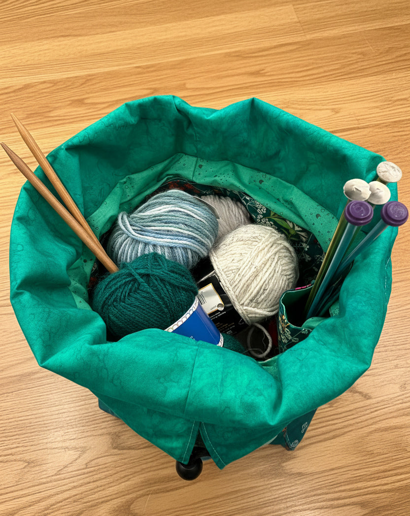 Crafters Carry-All Tote Bag Teal Floral