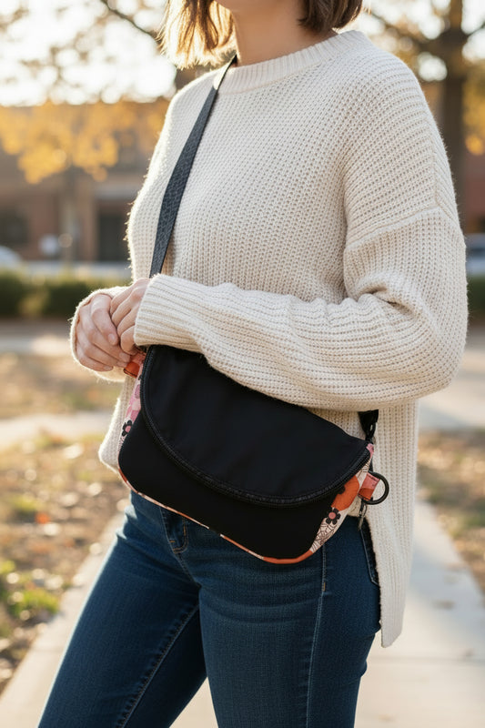 Autumn Pumpkin Crossbody — Festive Print, Faux Suede Base, Compact & Fall‑Ready