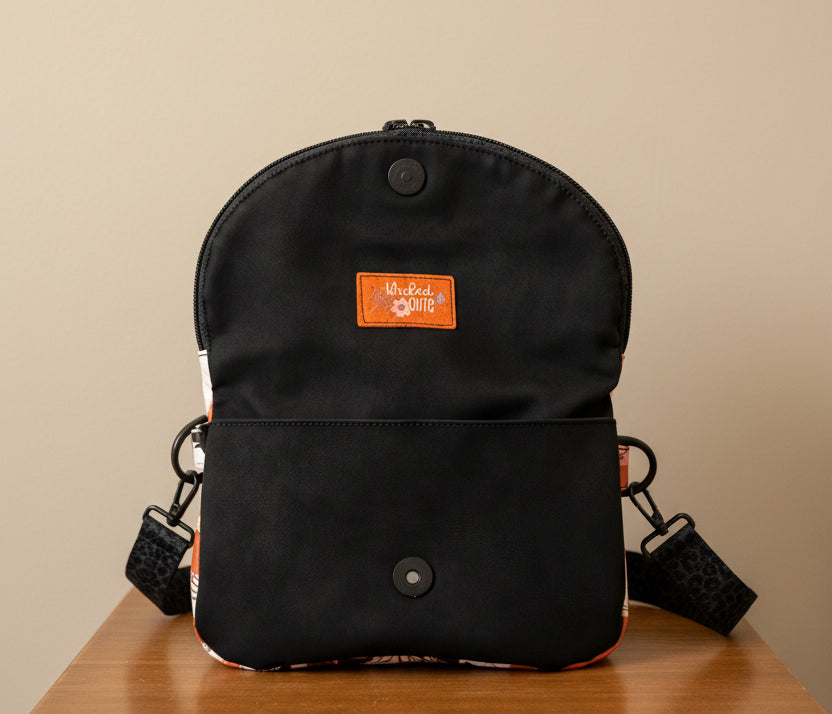 Autumn Pumpkin Crossbody — Festive Print, Faux Suede Base, Compact & Fall‑Ready