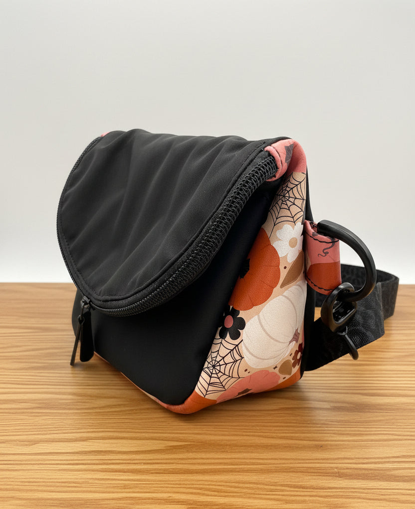 Autumn Pumpkin Crossbody — Festive Print, Faux Suede Base, Compact & Fall‑Ready