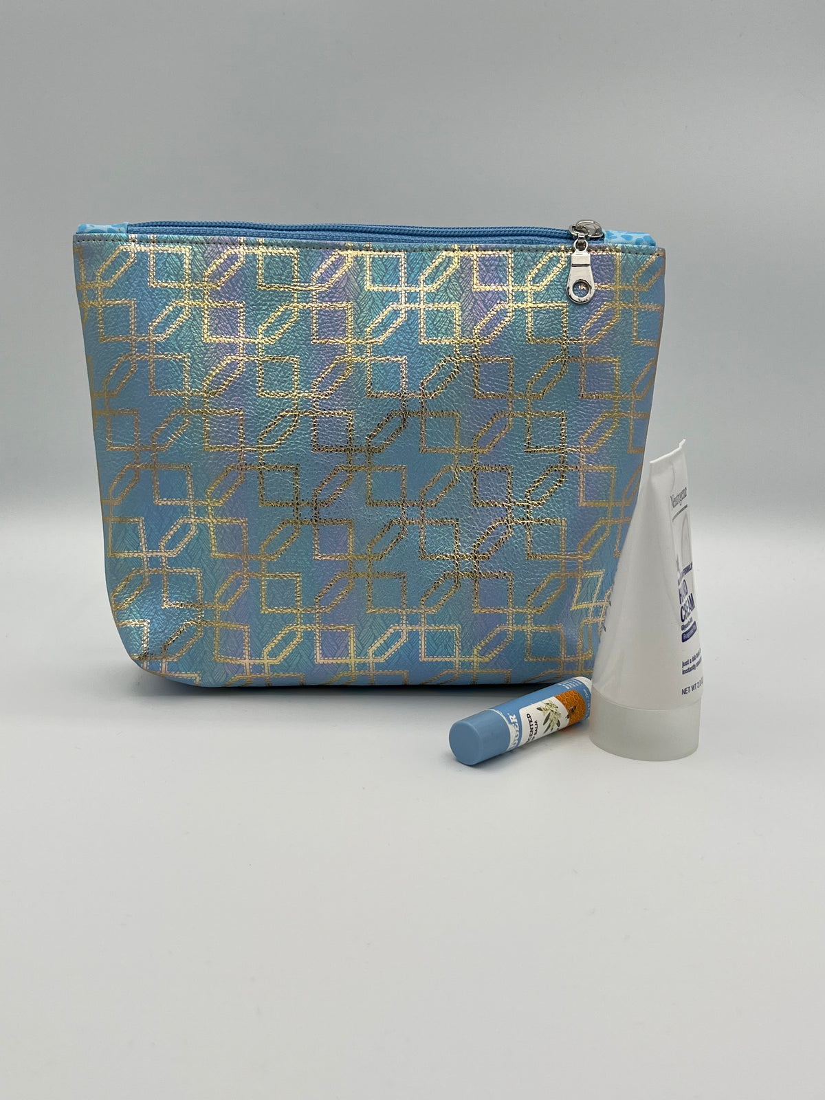 Zipper Case Blue Geometric Medium
