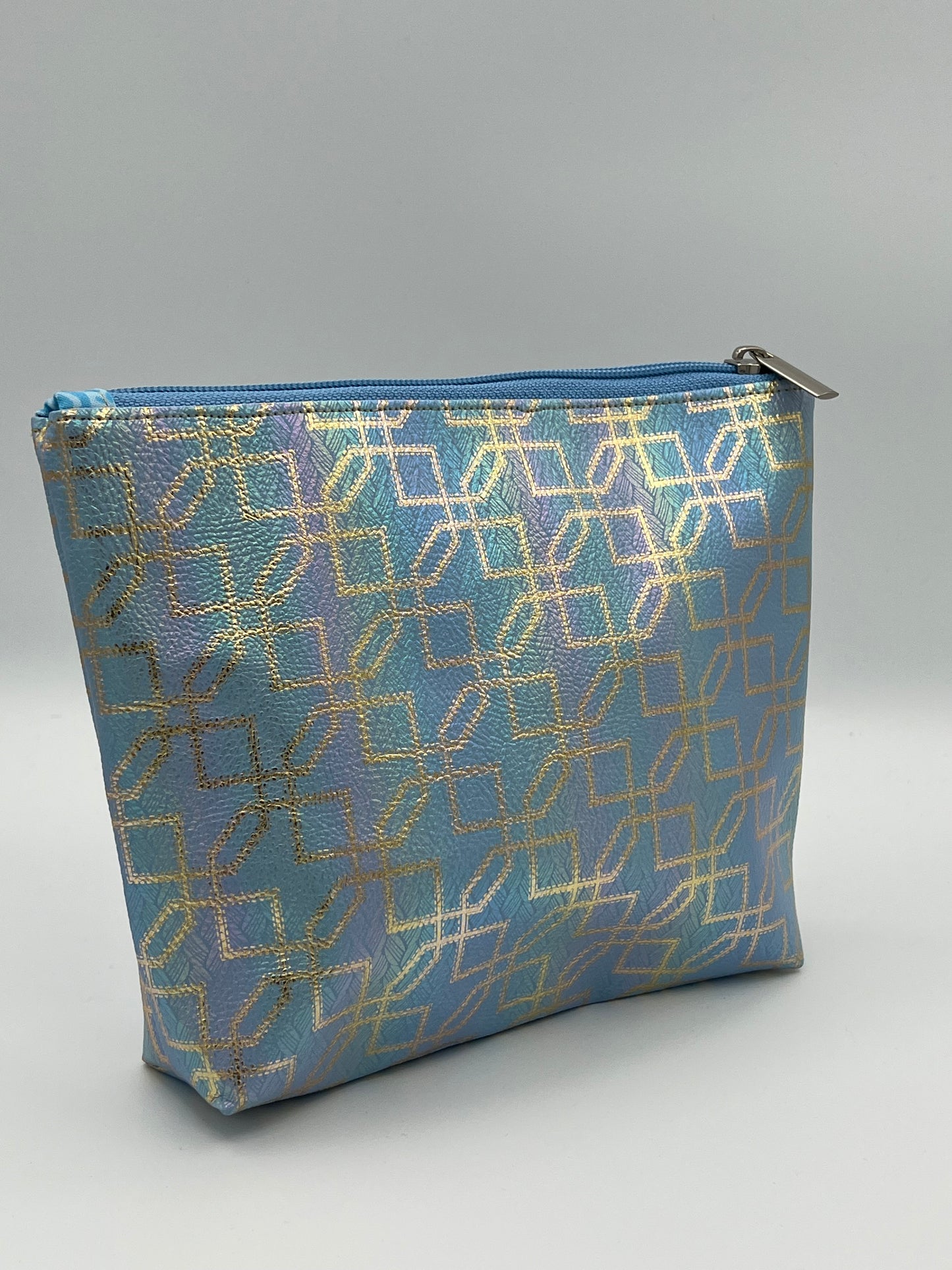 Easy Zipper Case Blue Geometric Medium
