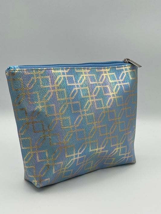 Easy Zipper Case Blue Geometric Medium