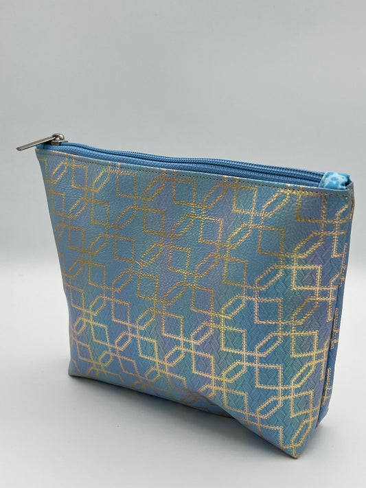 Easy Zipper Case Blue Geometric Medium