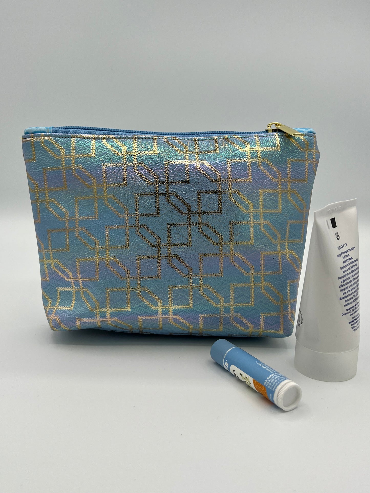 Zipper Case Blue Geometric Small #2