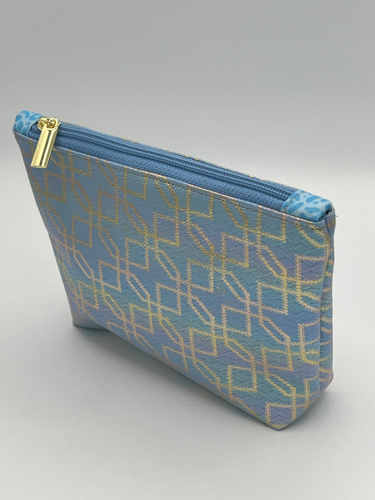 Easy Zipper Case Blue Geometric Small