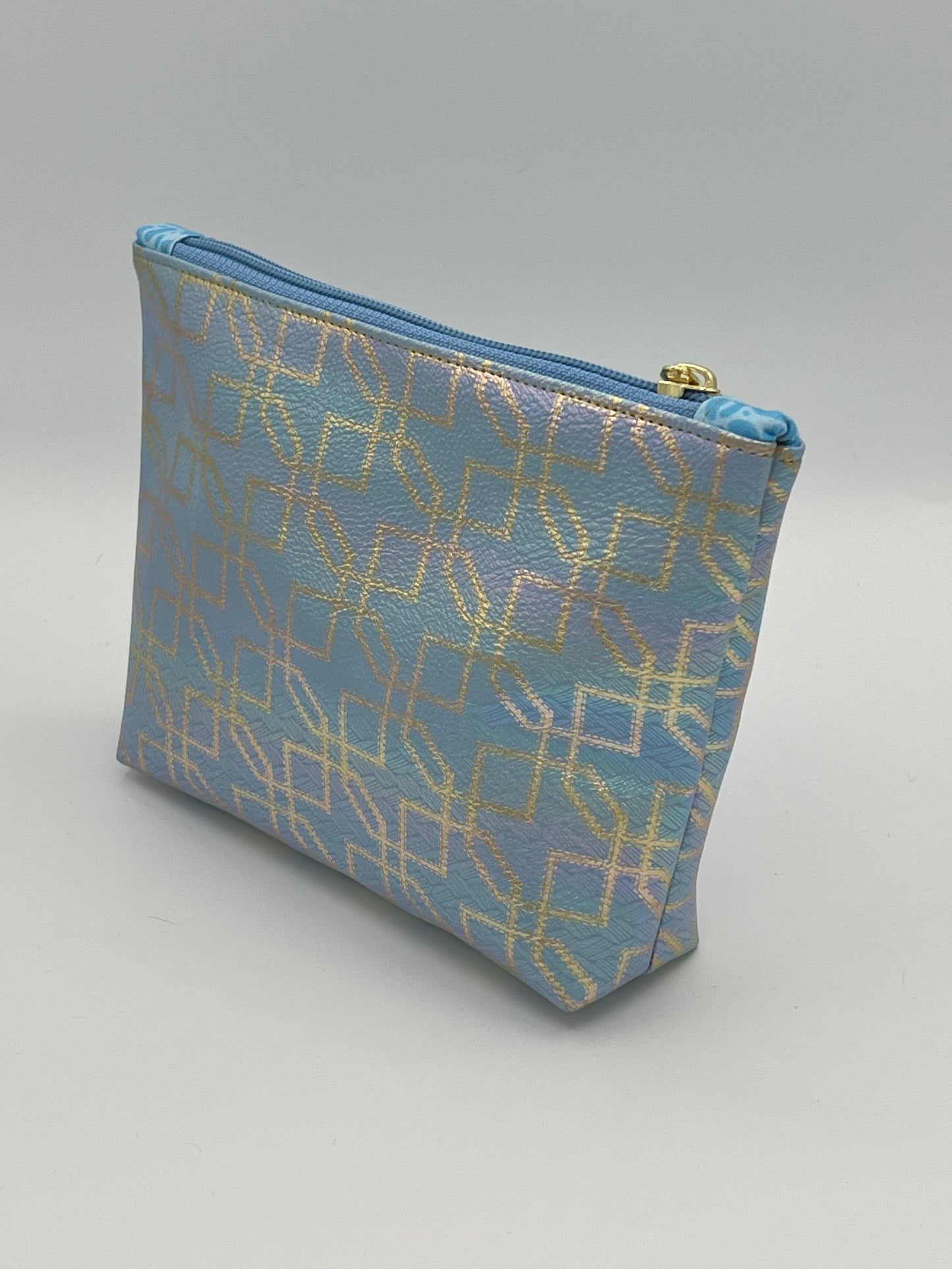 Easy Zipper Case Blue Geometric Small