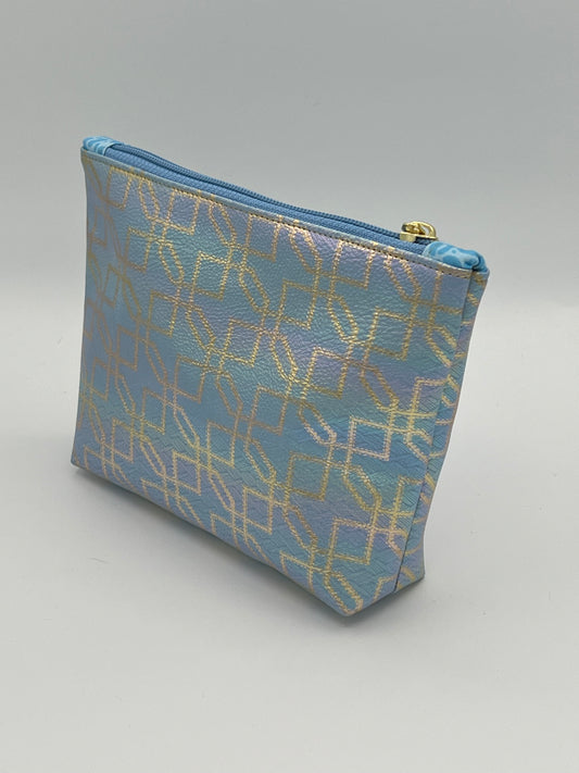 Easy Zipper Case Blue Geometric Small