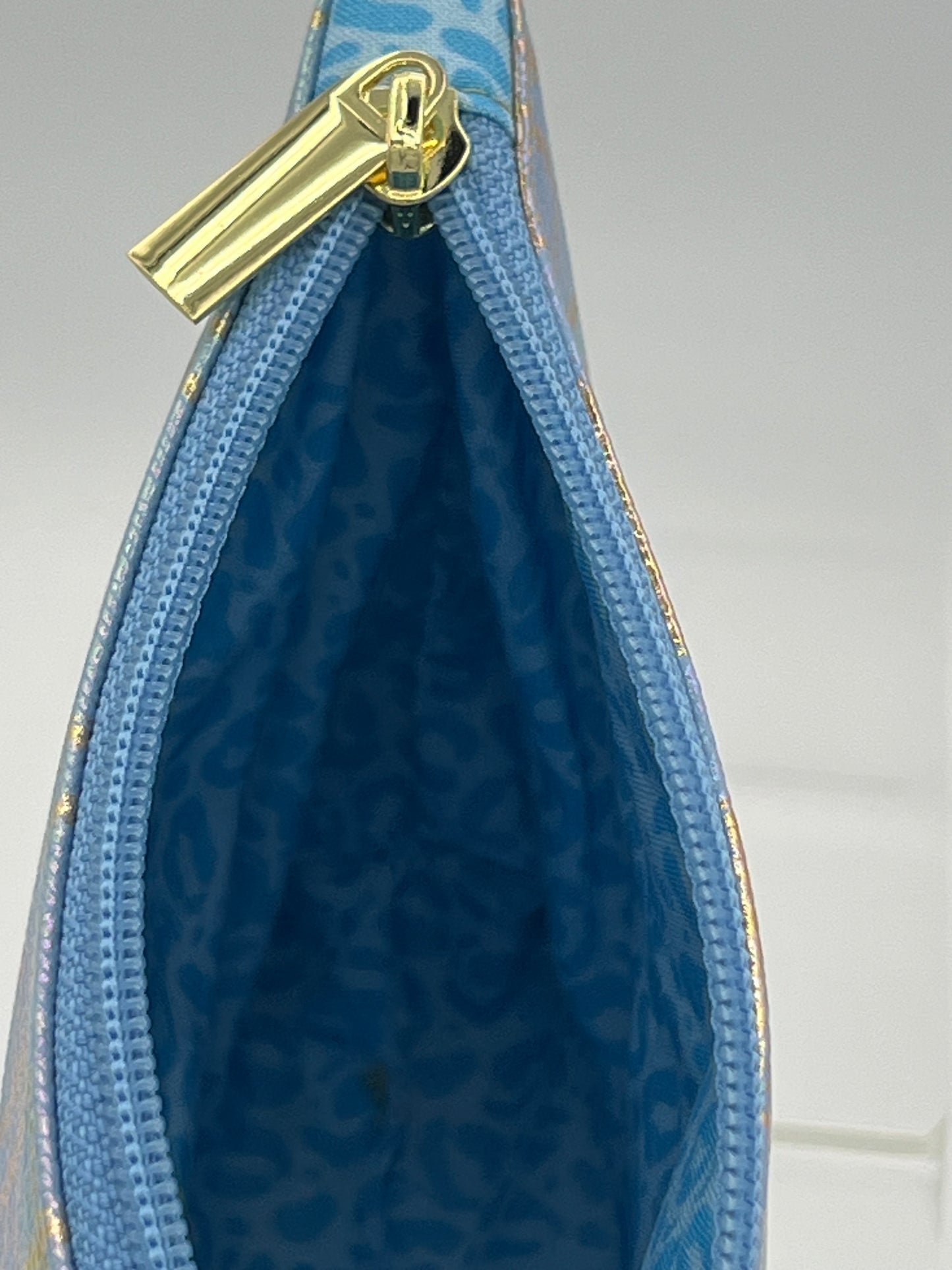 Easy Zipper Case Blue Geometric Small
