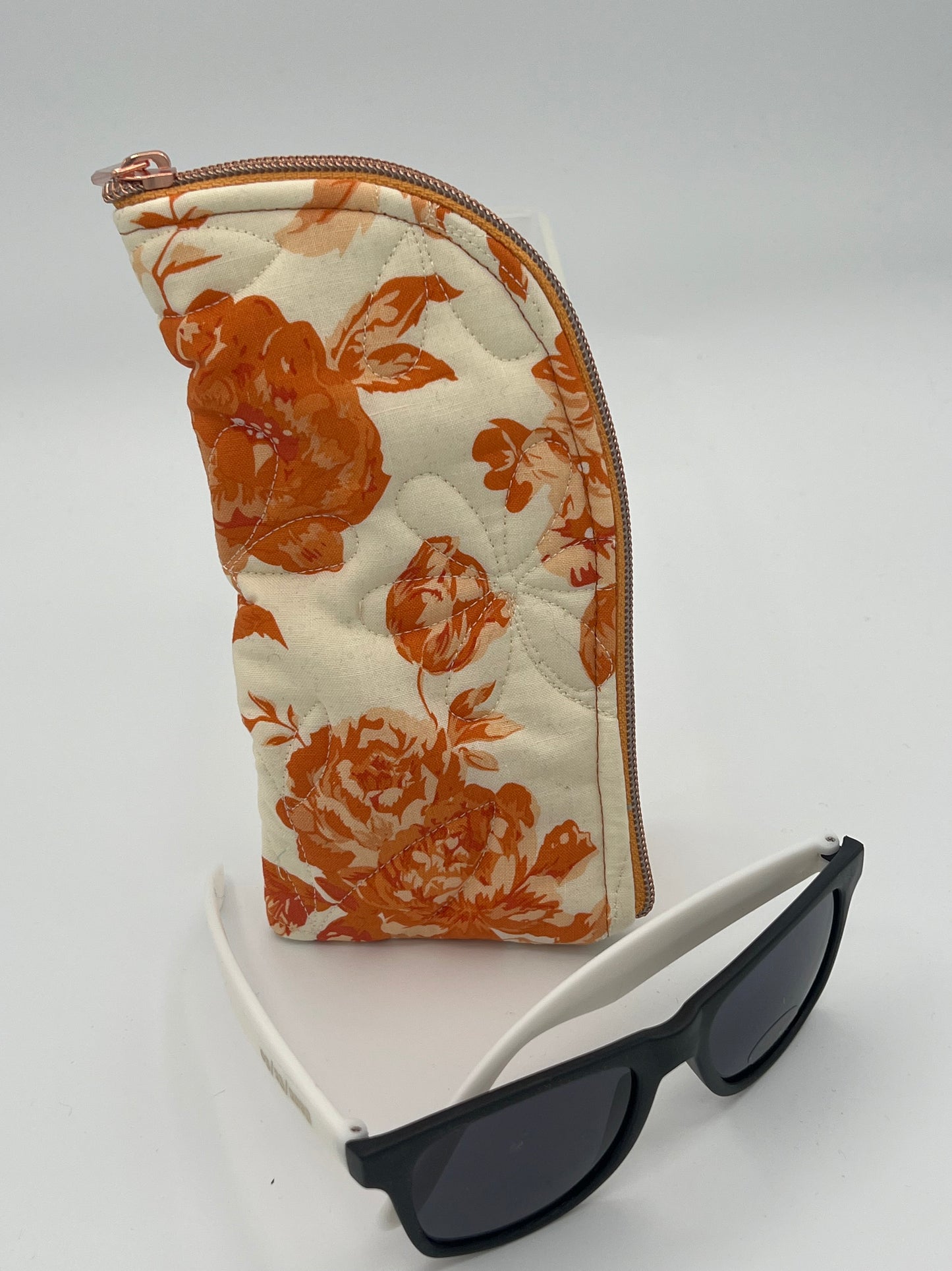 Eye Glass Case Orange Floral